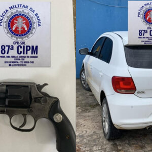 PM prende em Teixeira de Freitas homem com arma de fogo dentro do veículo