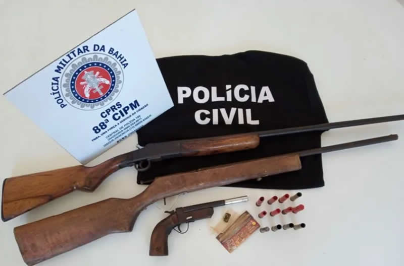 Armas apreendidas em Caravelas serão periciadas no DPT de Teixeira de Freitas