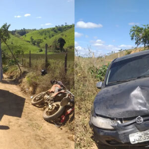 Motociclista morre ao colidir moto em carro de passeio e ser arrastado pelo veículo no interior de Medeiros Neto