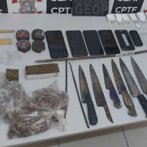 Ação conjunta apreende drogas, celulares e armas artesanais no Conjunto Penal de Teixeira de Freitas