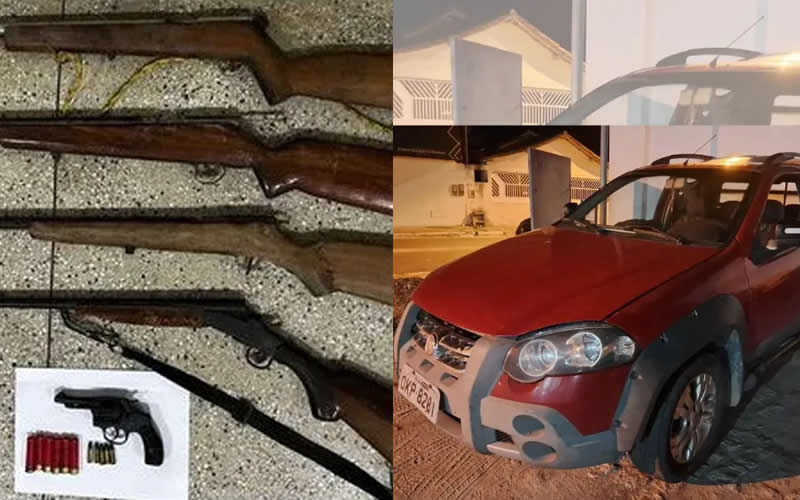 Cipe-Mata Atlântica apreende armas de fogo, munições e carro roubado no interior de Mucuri