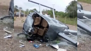Helicóptero de táxi aéreo cai em Caraíva; piloto e passageiros sobrevivem