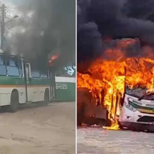 Criminosos armados ateiam fogo em ônibus da Viação Itamaraju