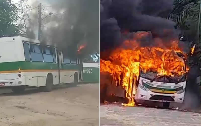 Criminosos armados ateiam fogo em ônibus da Viação Itamaraju