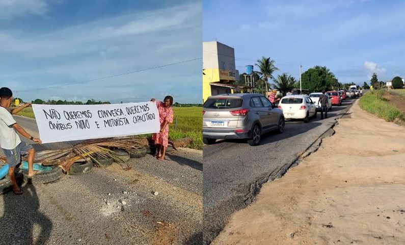 Estudantes bloqueiam BA-290 em protesto às más condições do transporte escolar em Alcobaça