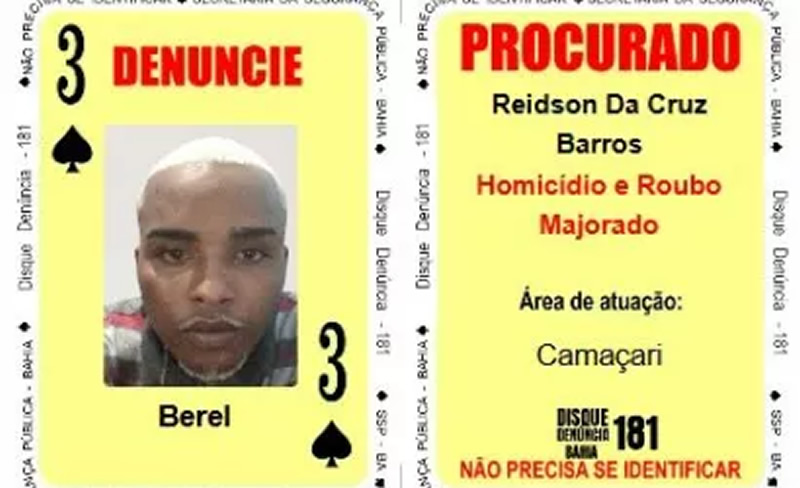 Braço direito de líder de facção é o novo 3 de Espadas do Baralho do Crime da SSP 1 Braço direito de líder de facção é o novo 3 de Espadas do Baralho do Crime da SSP