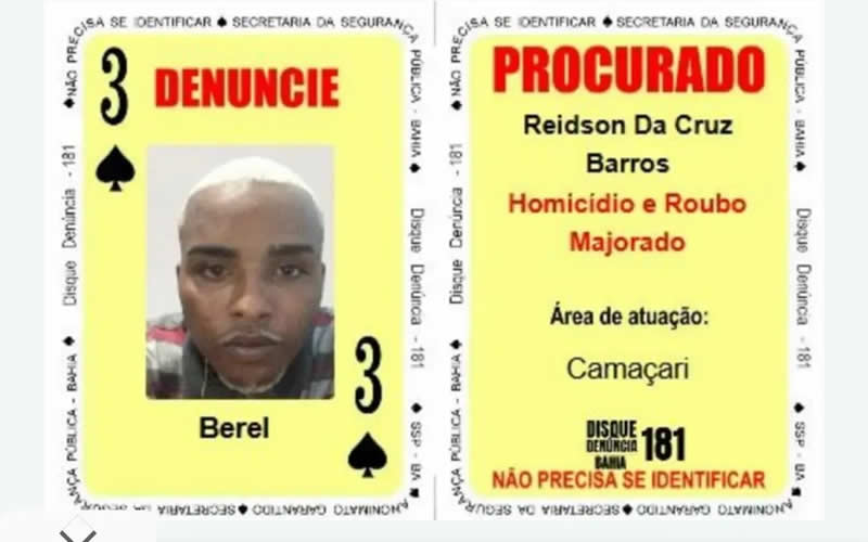 Preso "Três de Espadas do Baralho do Crime"da SSP